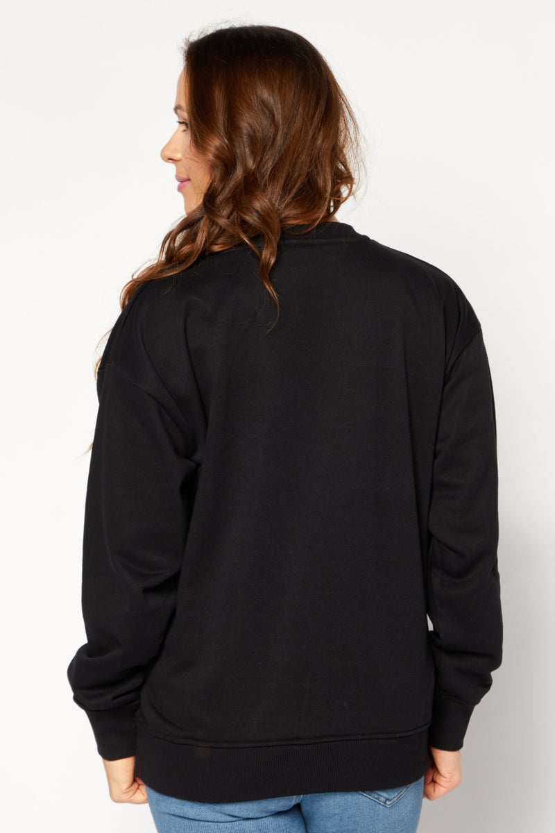 Marilyn Monroe Women Crew Neck Long Sleeve Graphic Print Sweatshirt, Black - Image 4